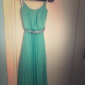 Mint green maxi dress with belt